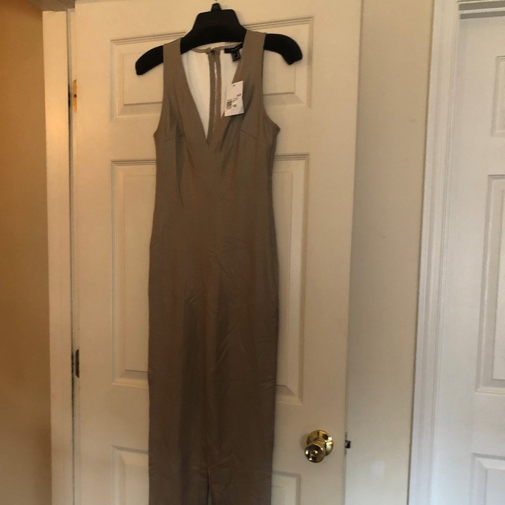 Forever 21 Tan Faux Leather Jumpsuit`